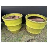(2) Ceramic Bamboo Garden Pots