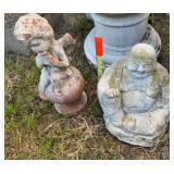 Concrete Buddha & Cherub Figure