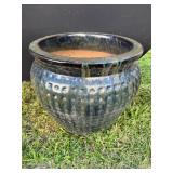Blue Glazed Ceramic Planter w/Dimple Texture