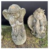 Concrete Praying Angel and Cherub