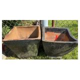 (2) Large Terracotta Square Planters