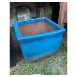 Blue Glazed Ceramic Planter