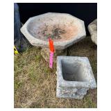 Concrete Bird Bath & Cherub Planter
