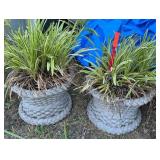 Pair French Country Style Concrete Planters