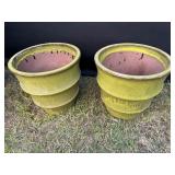 (2) Ceramic Bamboo Garden Pots