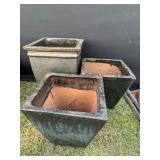 (3) Square Ceramic Planters