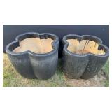 (2) Clover Shaped Ceramic Planters