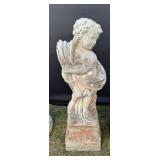 Concrete Cherub Holding Sheaves of Wheat