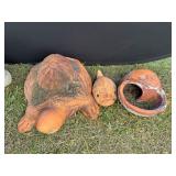 Terracotta Turtle, Fish & Snail Shell Planter