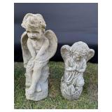 (2) Concrete Angel Statues