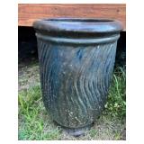 Wavy Texture Blue Ceramic Planter