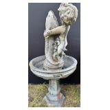 Resin Cherub & Large Fish Fountain As Is