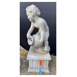 Concrete Boy on Jar Fountain