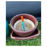 Red Ceramic Planters ~ Square & Round