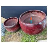 (2) Red Ceramic Planters
