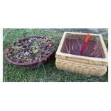 (2) Ceramic Planters White & Burgundy