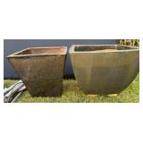 (2) Brown Ceramic Planters