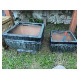 (2) Ceramic Teal Glazed Planters