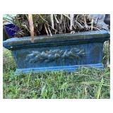 Blue Ceramic Rectangular Planter w/Plant