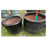 (2) Black Ceramic Planters