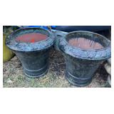 Pair of Ceramic Planters Leaf Design