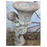 Concrete Cherub Garden Urn Planter