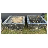 Pair Concrete Planters w/Swirl Design Black