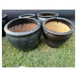 (4) Ceramic Black Planters
