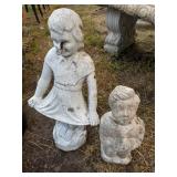 Concrete Bashful Girl & Praying Boy