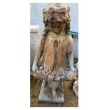 Concrete Statue Bashful Girl