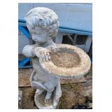 Concrete Cherub w/Bird Bath