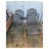 (4) Black Wrought Iron Mesh Patio Chairs