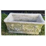 Concrete Rectangular Cherub Relief Planter