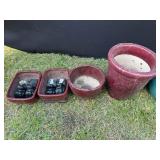 (4) Ceramic Red Planter