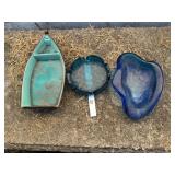 Ceramic Boat, Ashtray & Art Glass Dish