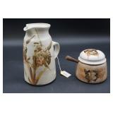 Ceramic Pitcher & Honey Dish As Is