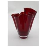Art Glass Ruby Red Handkerchief Vase