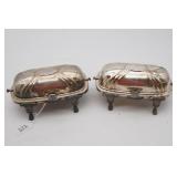 (2) Silver Plated Roll Top Butter Dish