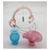 Fenton Hobail Basket, Fenton Bud Vase &