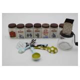 Vintage Dutch Milk Glass Spice Jars, Measuring