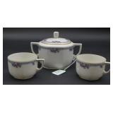 Lidded Sugar Dish and Two Teacups