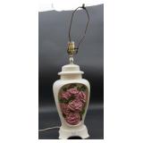 Mid Century 3 D Ceramic Cabbage Rose Table Lamp