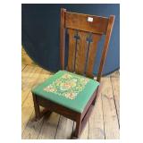 Antique Arts & Crafts Oak Sewing Rocker