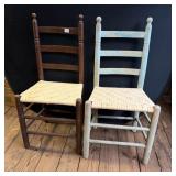 Antique Primitive Ladder Back Chairs