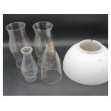 Glass Chimneys and Plastic Lamp Shade As Is