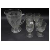Jeannette Iris and Herringbone Clear Pitcher &