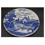 Blue & White Pastoral Collector Plate Japan