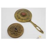 Hollywood Regency Style Hand Mirror & Powder Jar