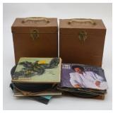 Pair of Vinyl 45 RPM Carrying Cases and Record
