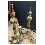 Pair of Ornate Brass Andirons